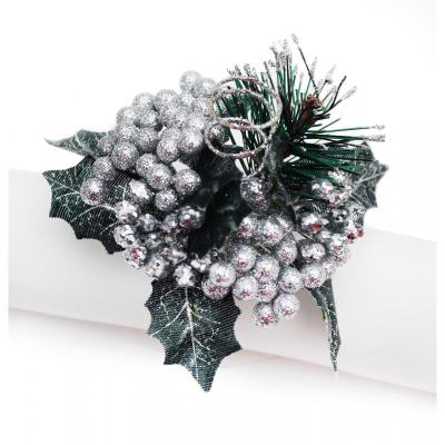 Pack Of 4 Glitter Berries Napkin Rings
